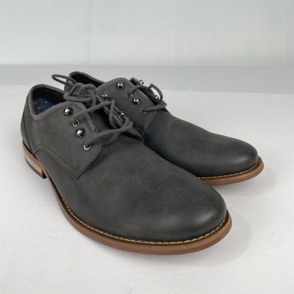 RYE Hawker Men's Dress Shoes Size 10 Formal Oxfords Grey Leather Lace Up Low Toe - Picture 8 of 16